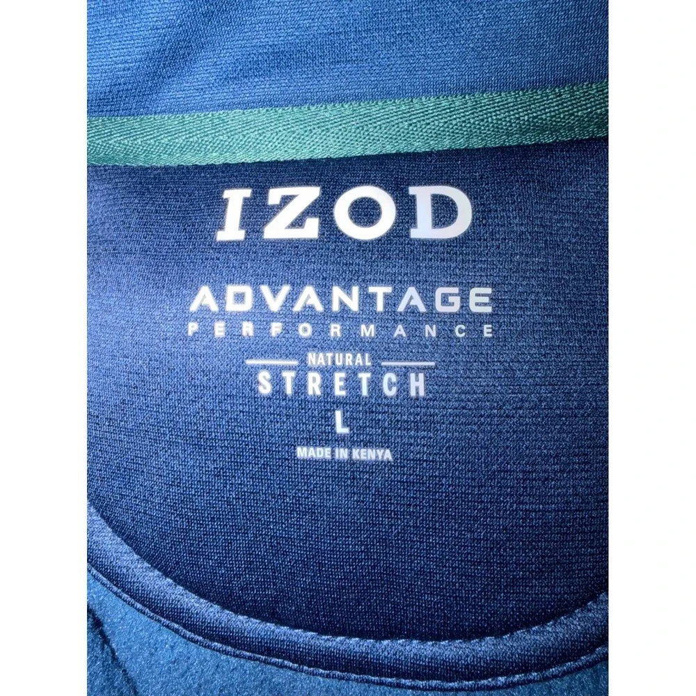 IZOD Advantage Performance Mens Vest Large Blue Full Zip Natural Stretch Pockets